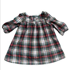 Gap Baby Girl Plaid Dress w Embroidered Floral for 0-3 Months, 100% Cotton